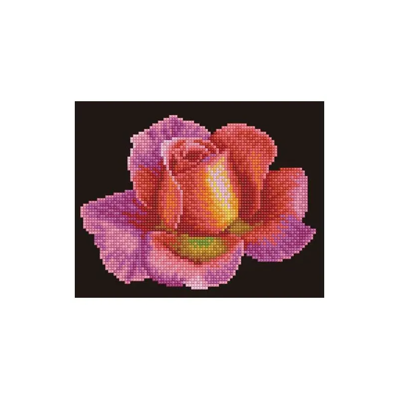 Kit broderie diamant rose en bouton, 28,5 x 33,5 cm