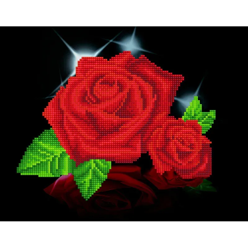 Kit broderie diamant roses rouges, 35 x 28 cm