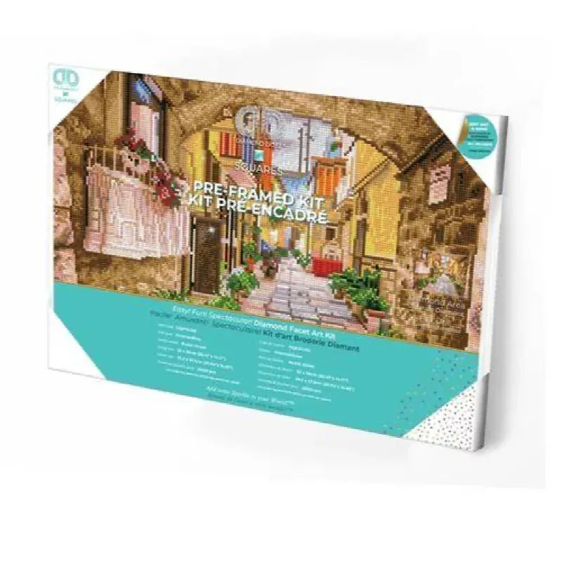 Kit broderie diamant rue rustique pré-encadré, 31 x 41 cm