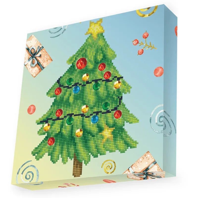 Kit broderie diamant sapin de Noël, 28 x 28 cm