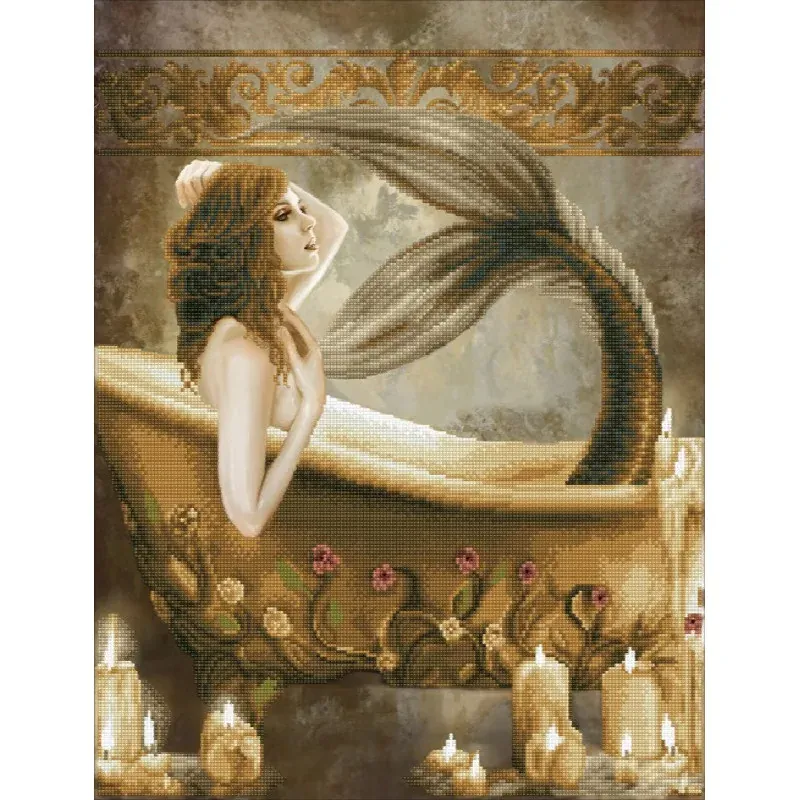 Kit broderie diamant sirène dans son bain, 68 x 52 cm