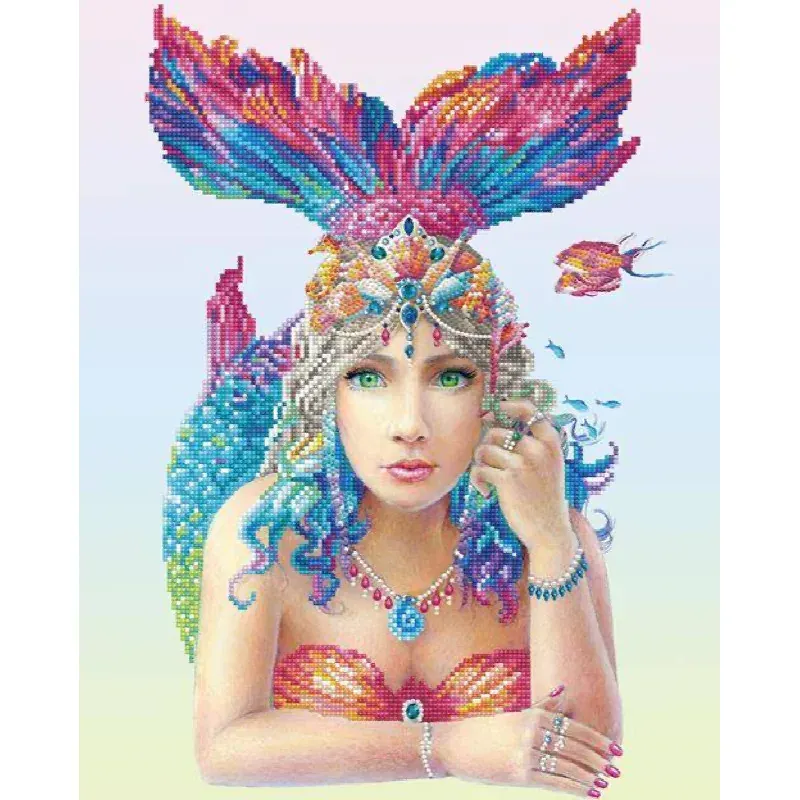 Kit broderie diamant sirène mystique, 41 x 51 cm