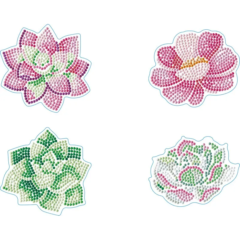 Kit broderie diamant sous-verres succulentes, 9,8 cm