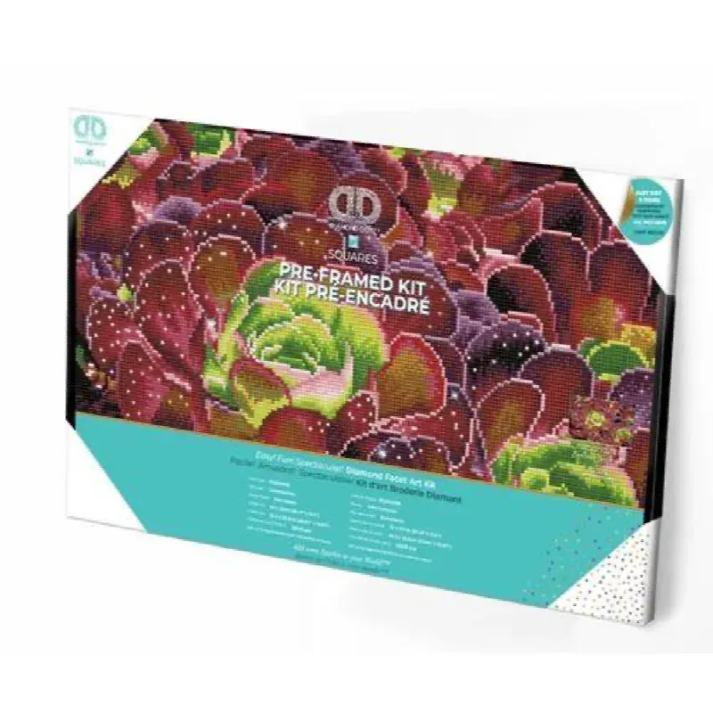 Kit broderie diamant succulentes pré-encadré, 31 x 41 cm