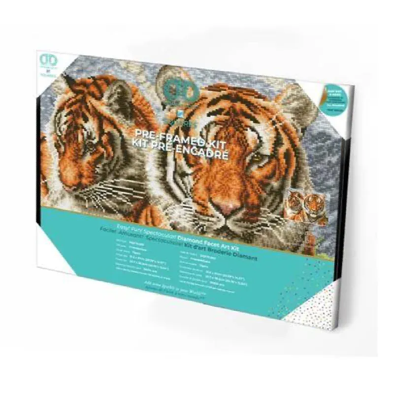 Kit broderie diamant tigres pré-encadré, 31 x 41 cm