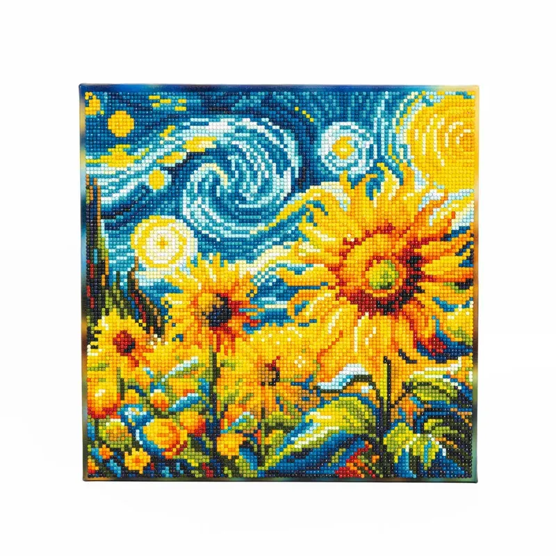 Kit broderie diamant tournesols nuit étoilée sur cadre