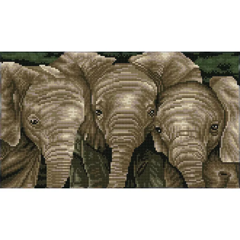 Kit broderie diamant trio d'éléphants, 26,5 x 46,5 cm