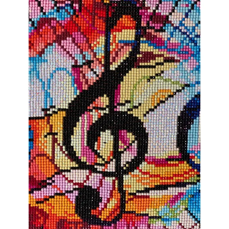 Kit broderie diamant triple clé de sol, 40 x 27 cm