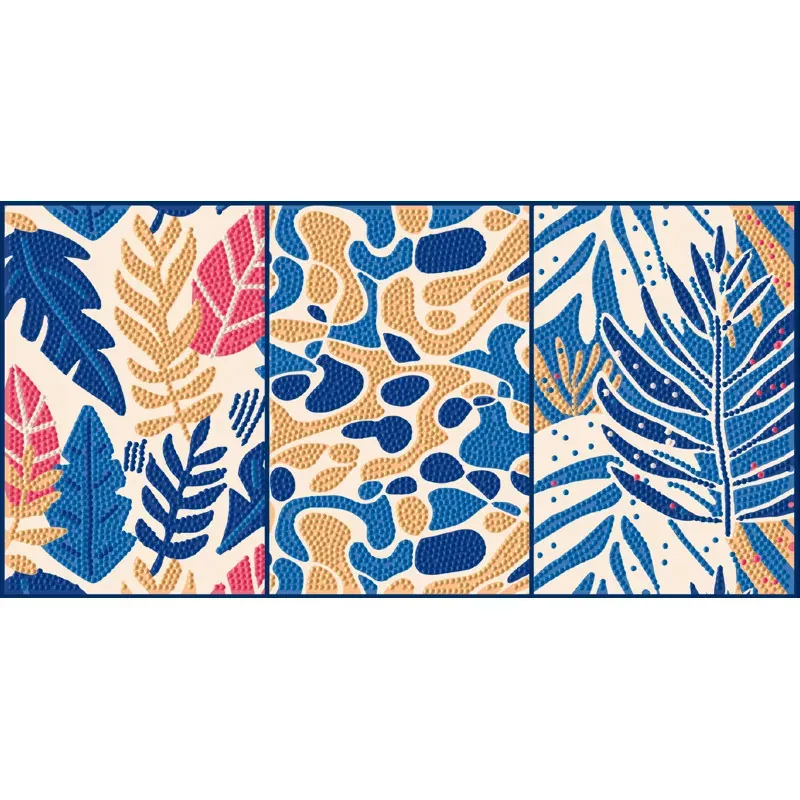 Kit broderie diamant triptyque feuilles, 20 x 40 cm