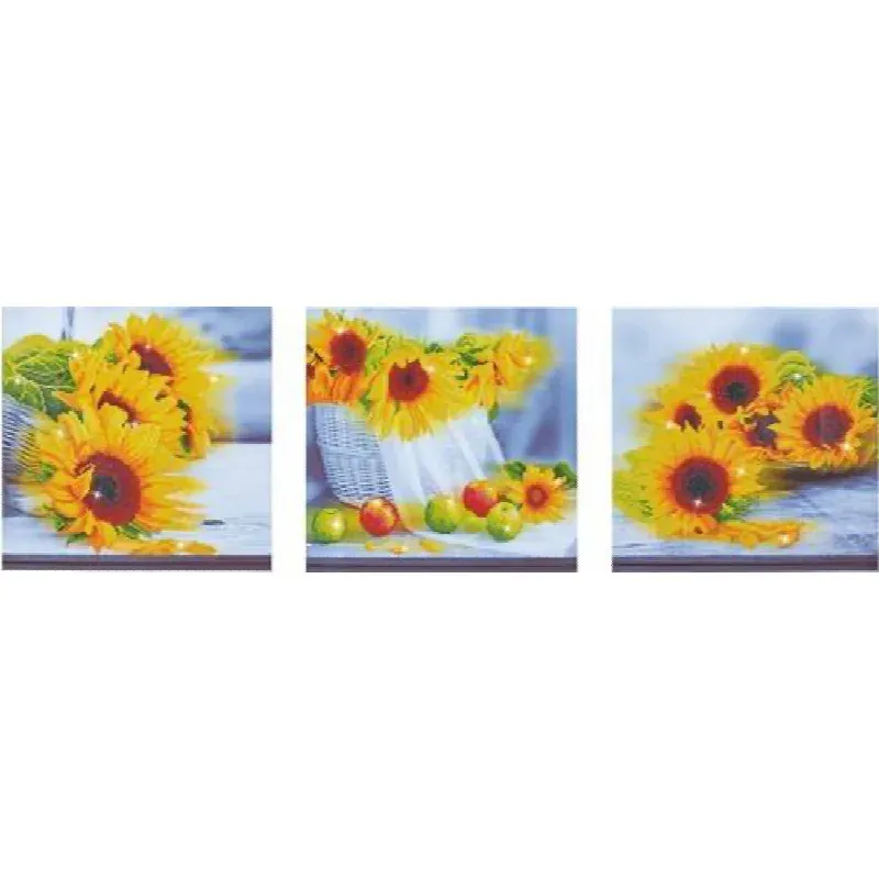 Kit broderie diamant triptyque tournesols, 142 x 42 cm