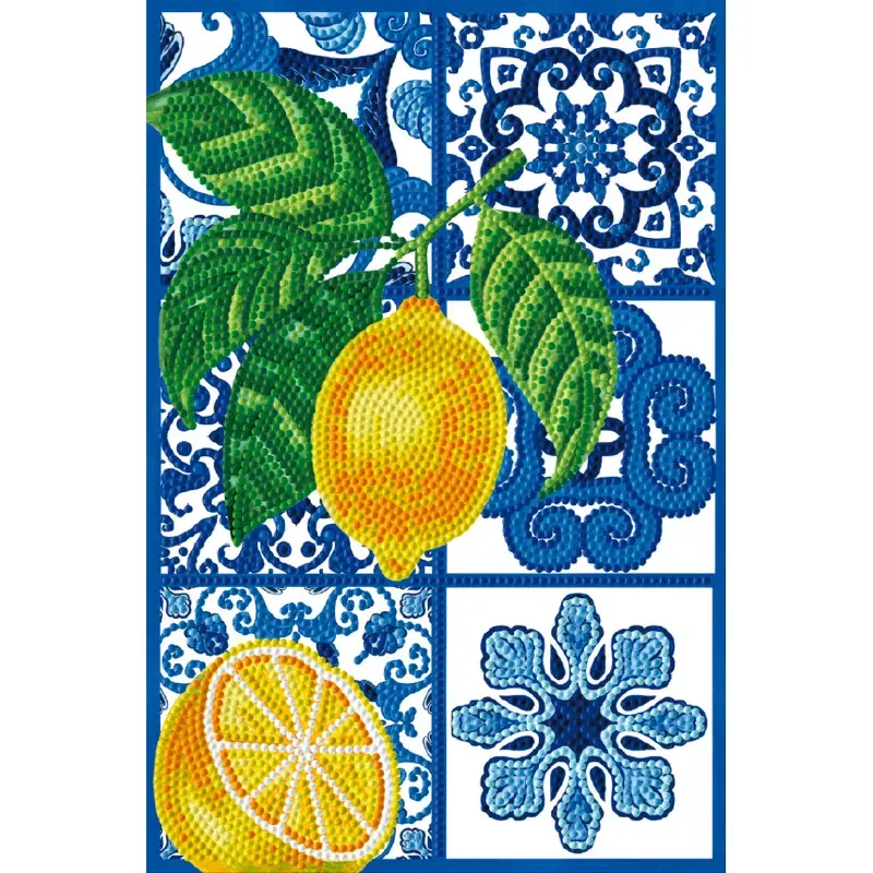 Kit broderie diamant tuiles aux agrumes, 38 x 20 cm