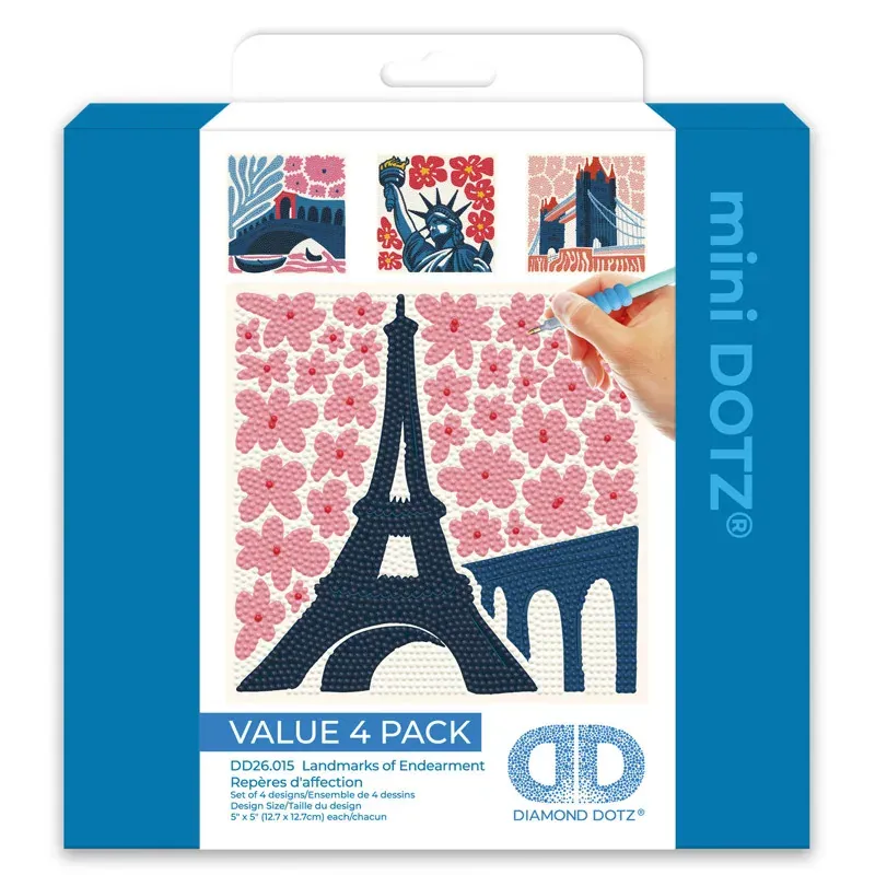 Kit broderie diamant villes du monde, pack de 4