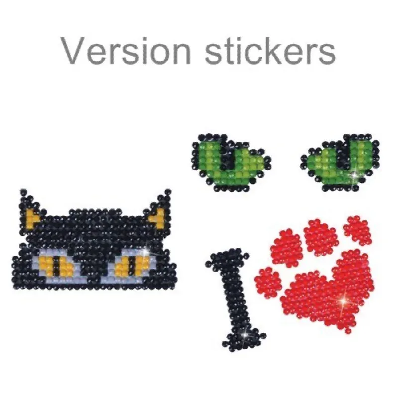 Lot de 3 stickers chats en broderie diamant