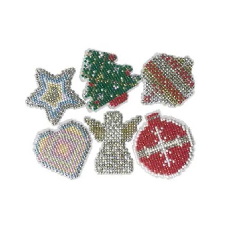 Lot de 6 décorations de Noël en broderie diamant