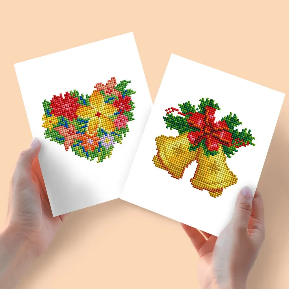 Broderie diamant (2 pièces) - Cloches de Noël et Bouquets