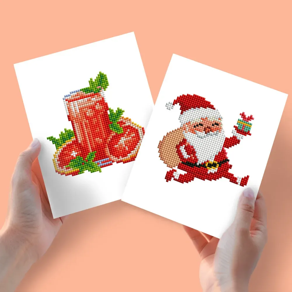 Broderie diamant (2 pièces) - Jus de Tomate et Père Noël