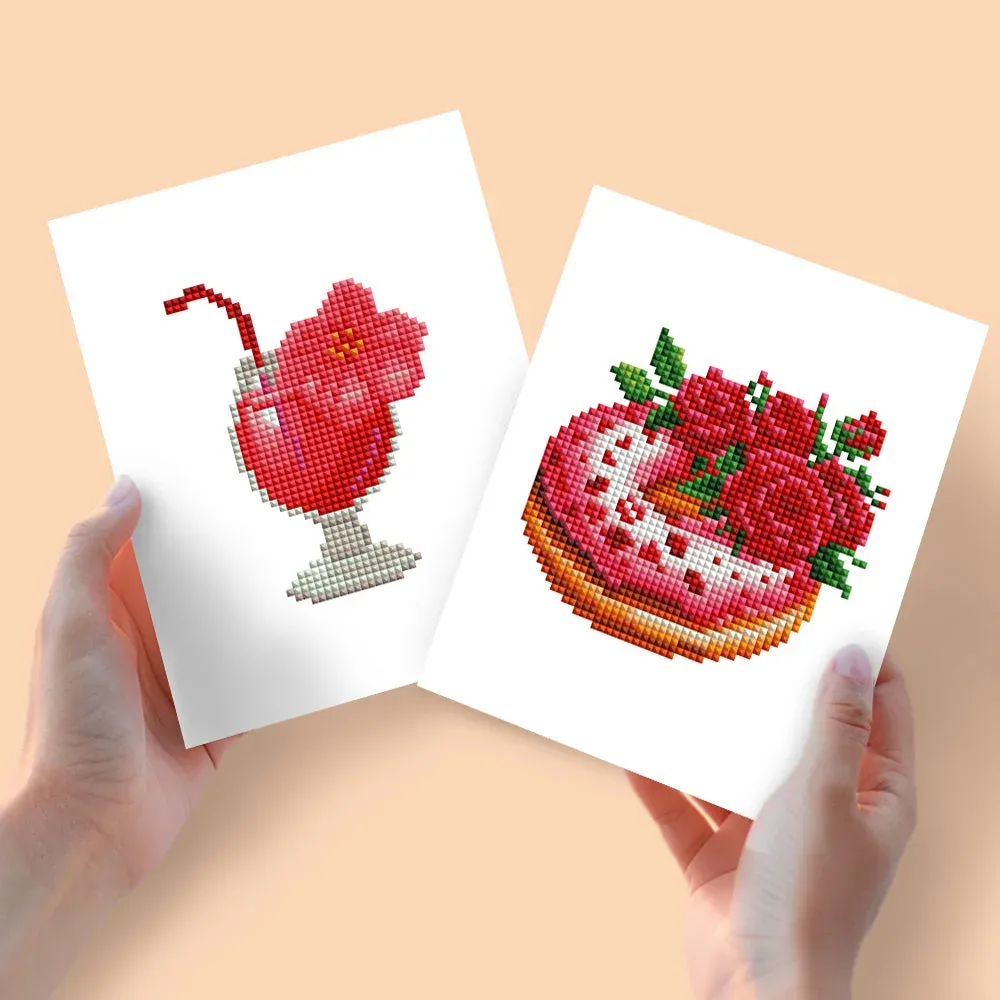 Broderie diamant (2 pièces) - Milkshake et Gâteau