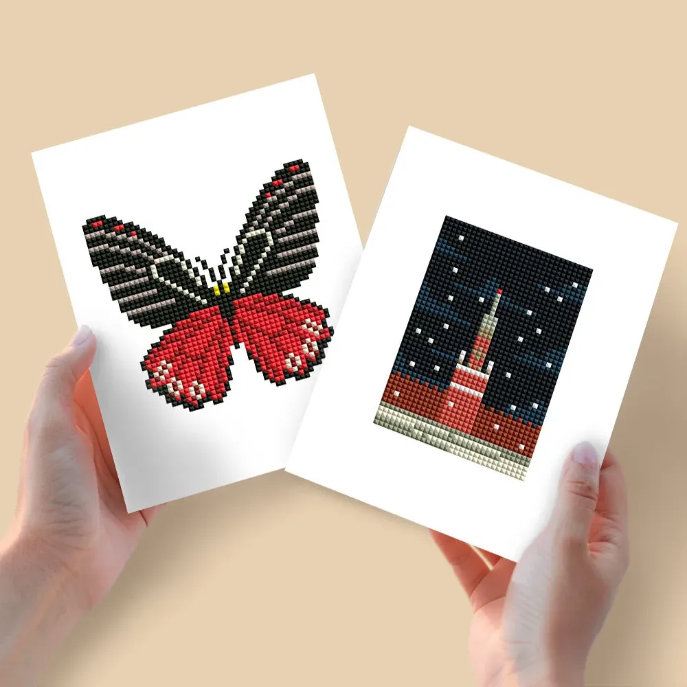 Broderie diamant (2 pièces) - Papillon rencontre la Tour