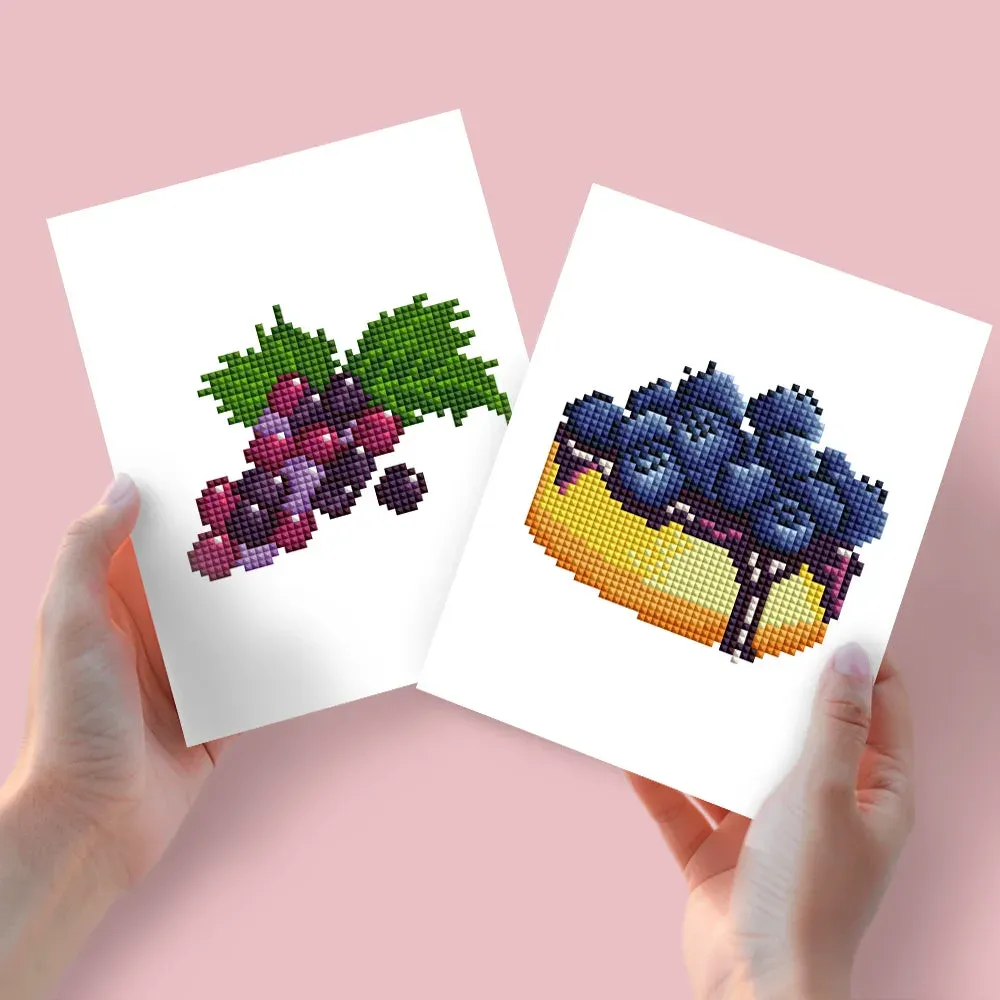 Broderie diamant (2 pièces) - Raisins et Tarte aux Myrtilles