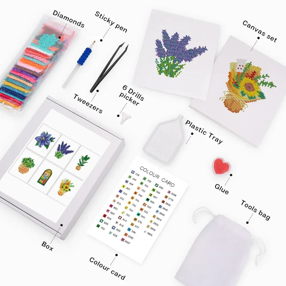 Broderie diamant (6 pièces) - Flore et Plantes en Pot