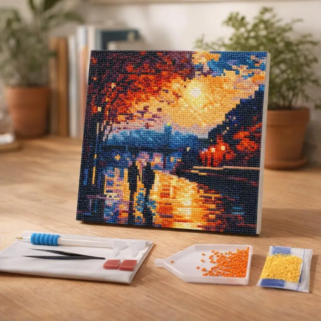 Broderie diamant Nuit Romantique - Mini format 25x25 cm avec cadre