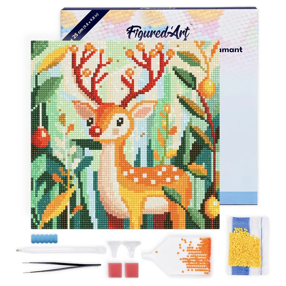 Broderie diamant Renne Doré