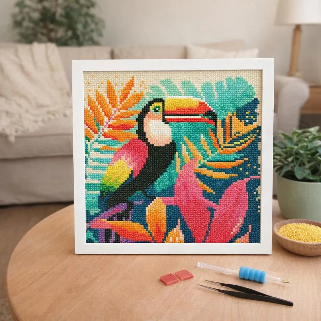 Broderie diamant Toucan Tropical