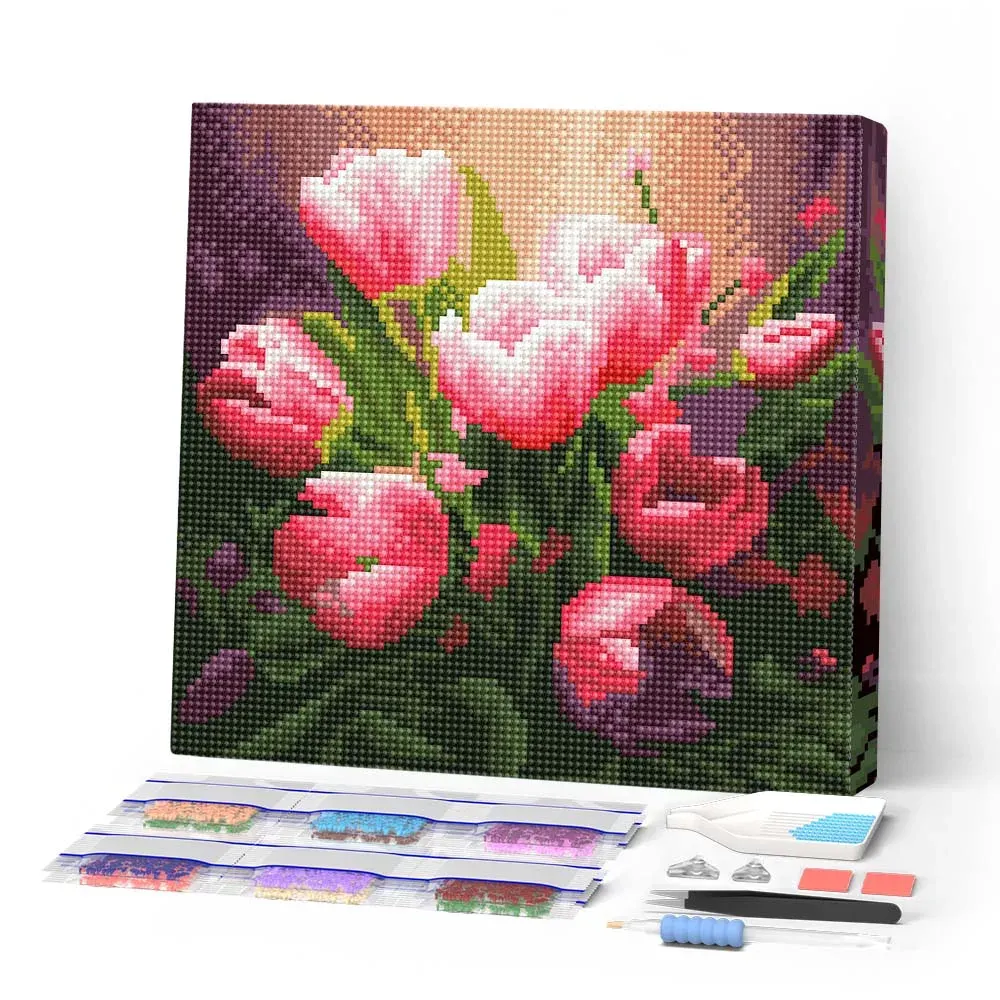 Broderie diamant Belles Tulipes Roses