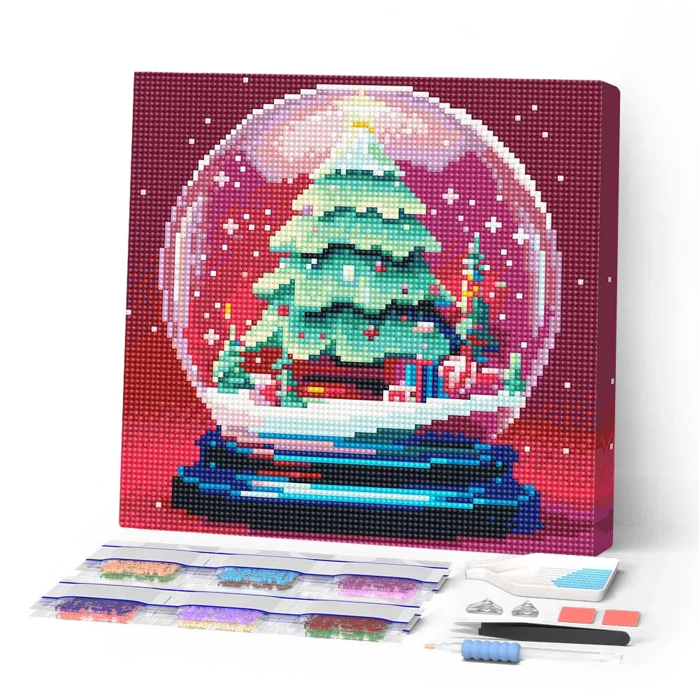 Broderie diamant Boule à Neige et Sapin de Noël