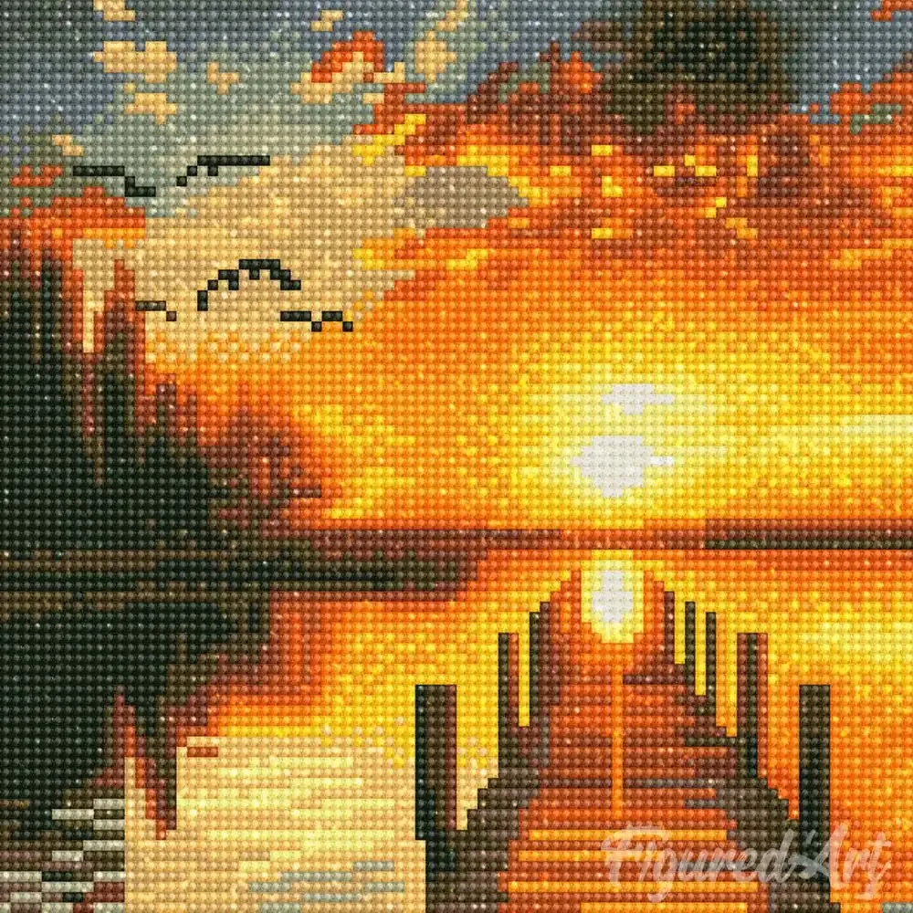 Broderie diamant Coucher de Soleil sur le Lac Doré