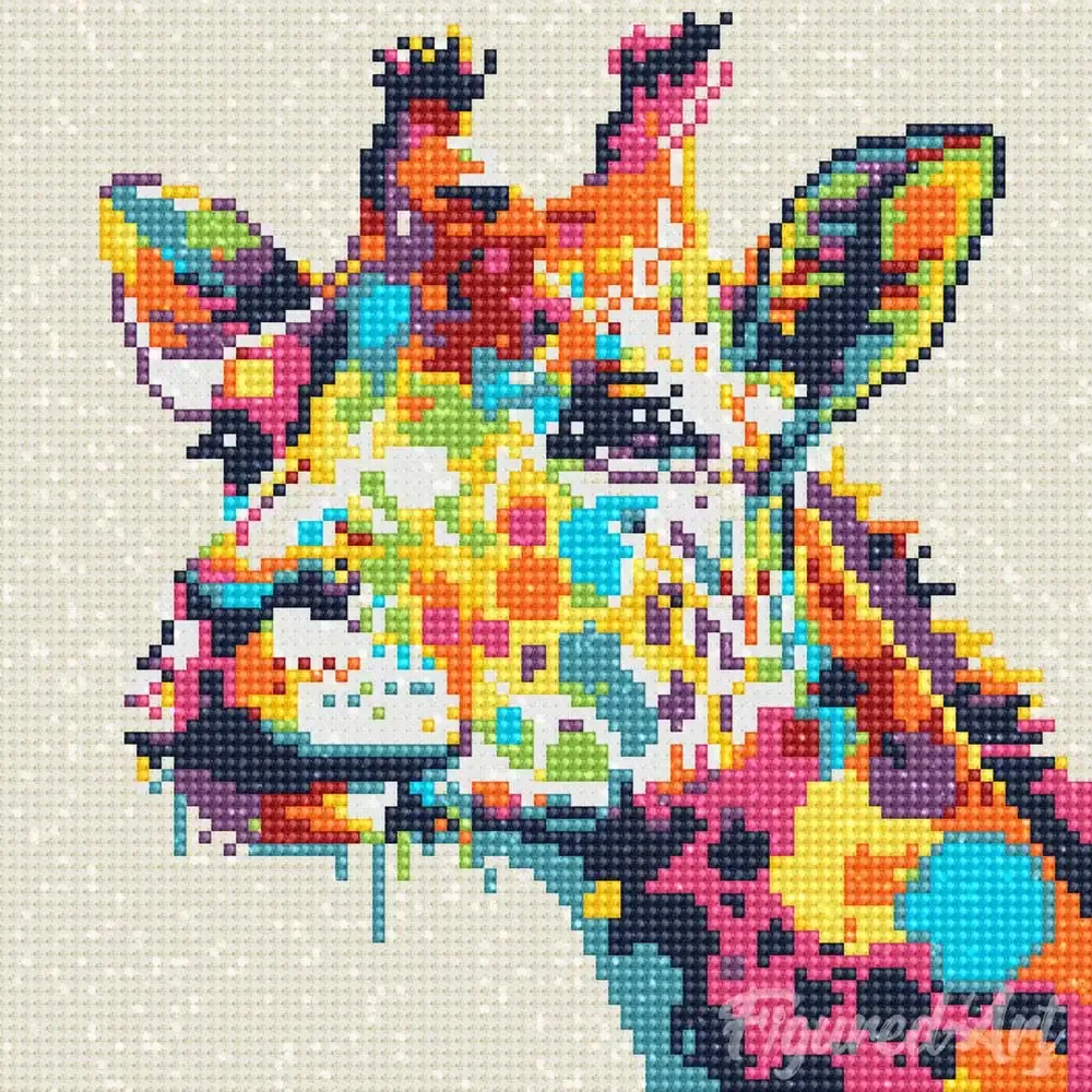 Broderie diamant girafe abstraite Pop Art - Mini format 25x25 cm