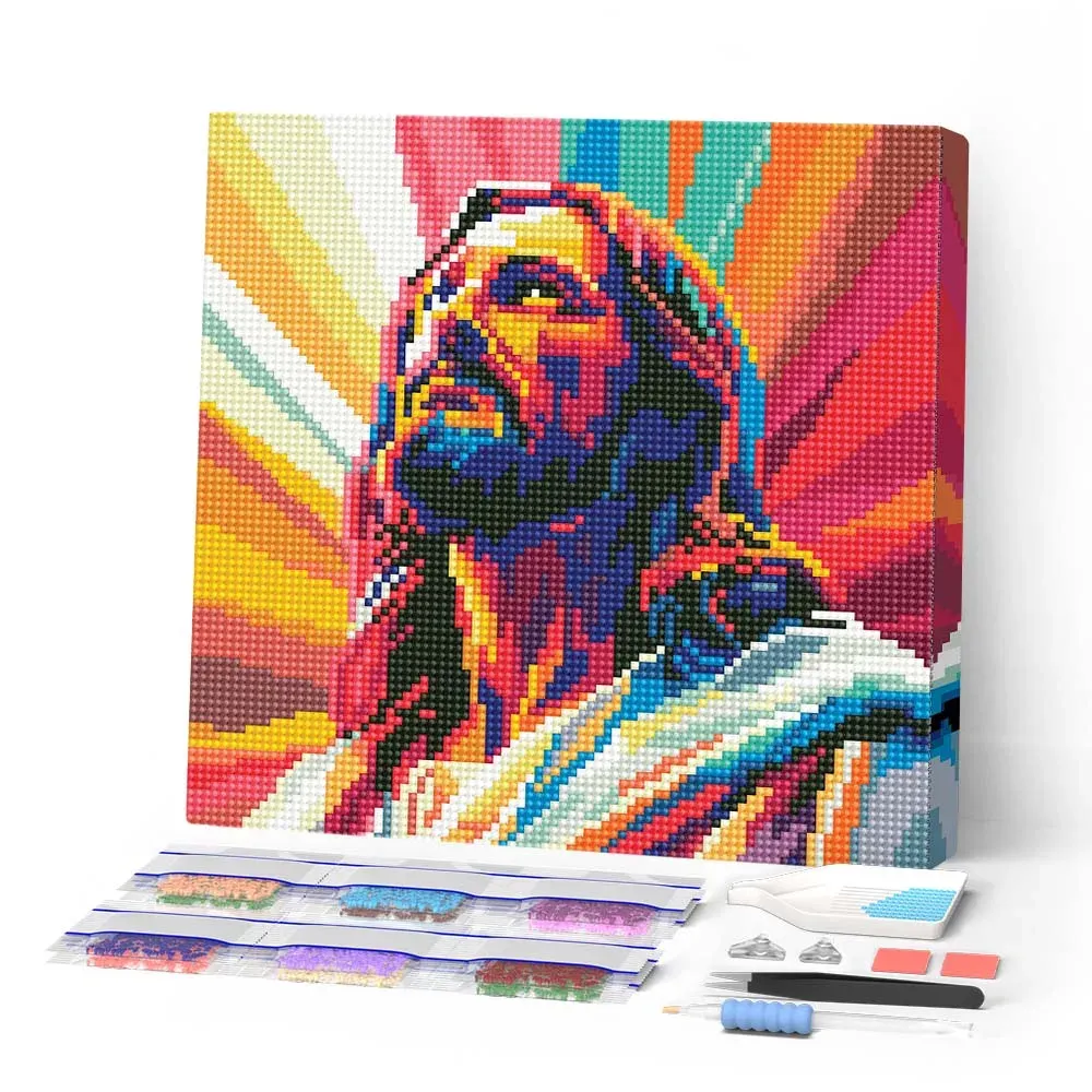 Broderie diamant Jésus Rayonnant - Mini format 25x25 cm