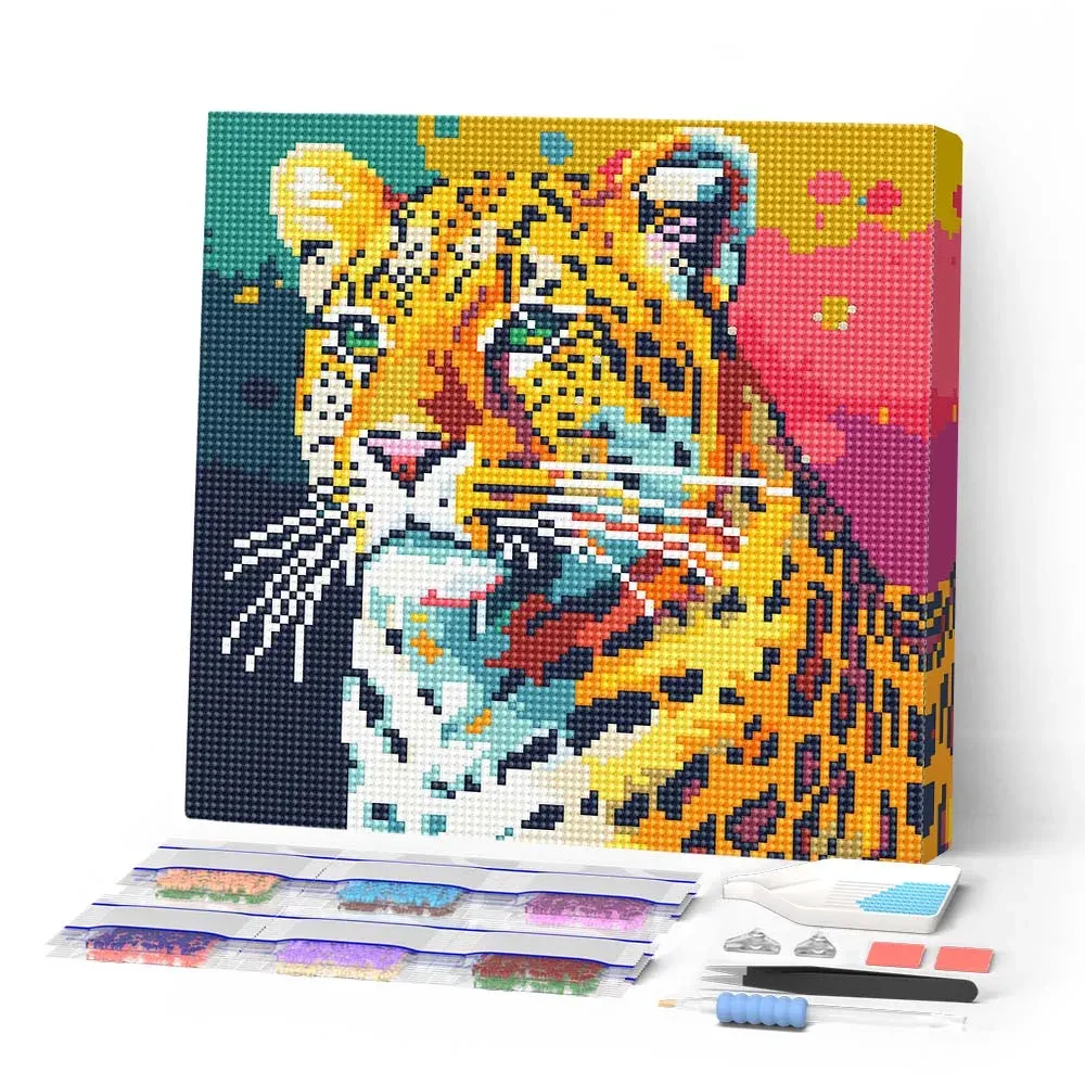 Broderie diamant Léopard Abstrait Pop Art