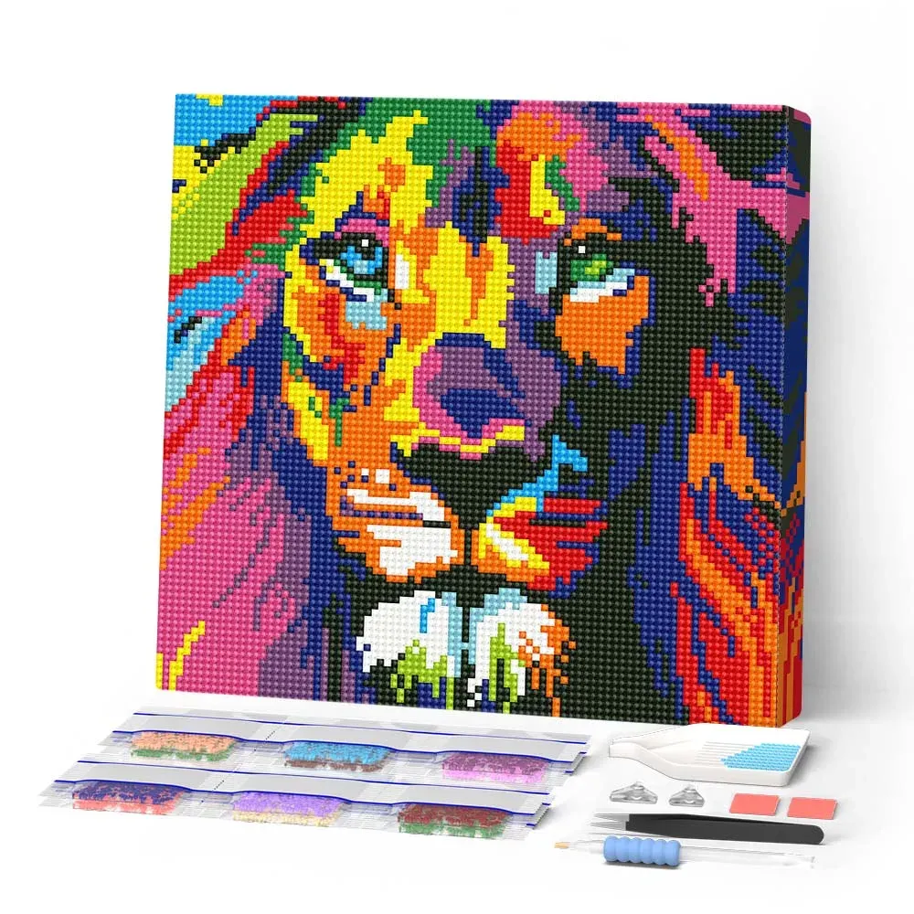 Broderie diamant Lion Pop Art