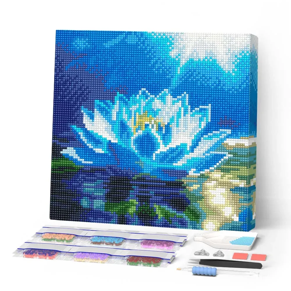 Broderie diamant Lotus Blanc Brillant