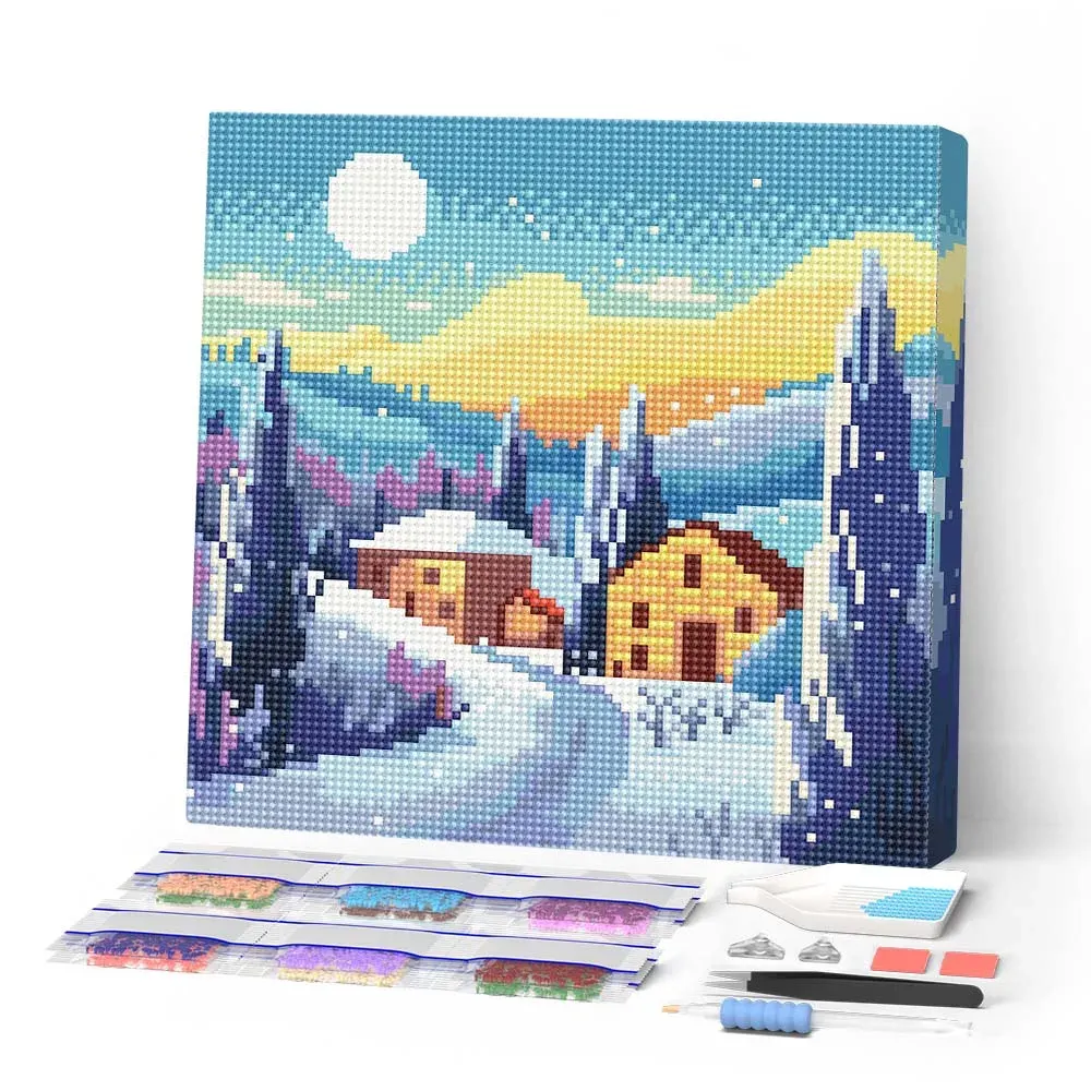 Broderie diamant Nuit d'Hiver en Toscane