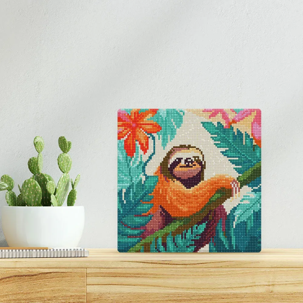 Paresseux Tropical - Mini Broderie Diamant 25x25cm
