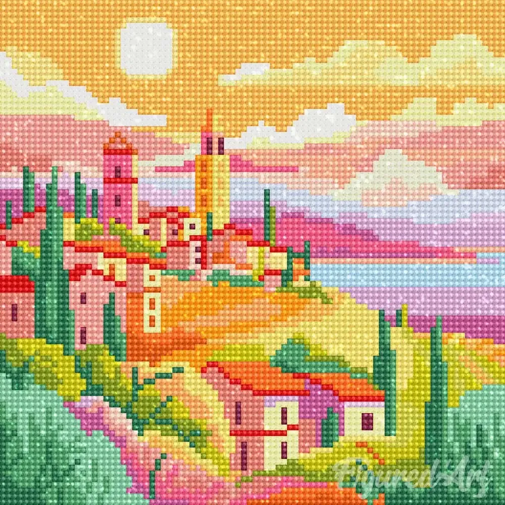 Broderie diamant Printemps en Toscane