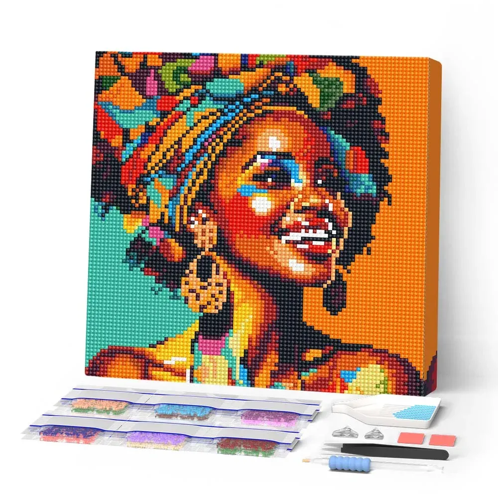 Broderie diamant Reine Africaine Pop Art