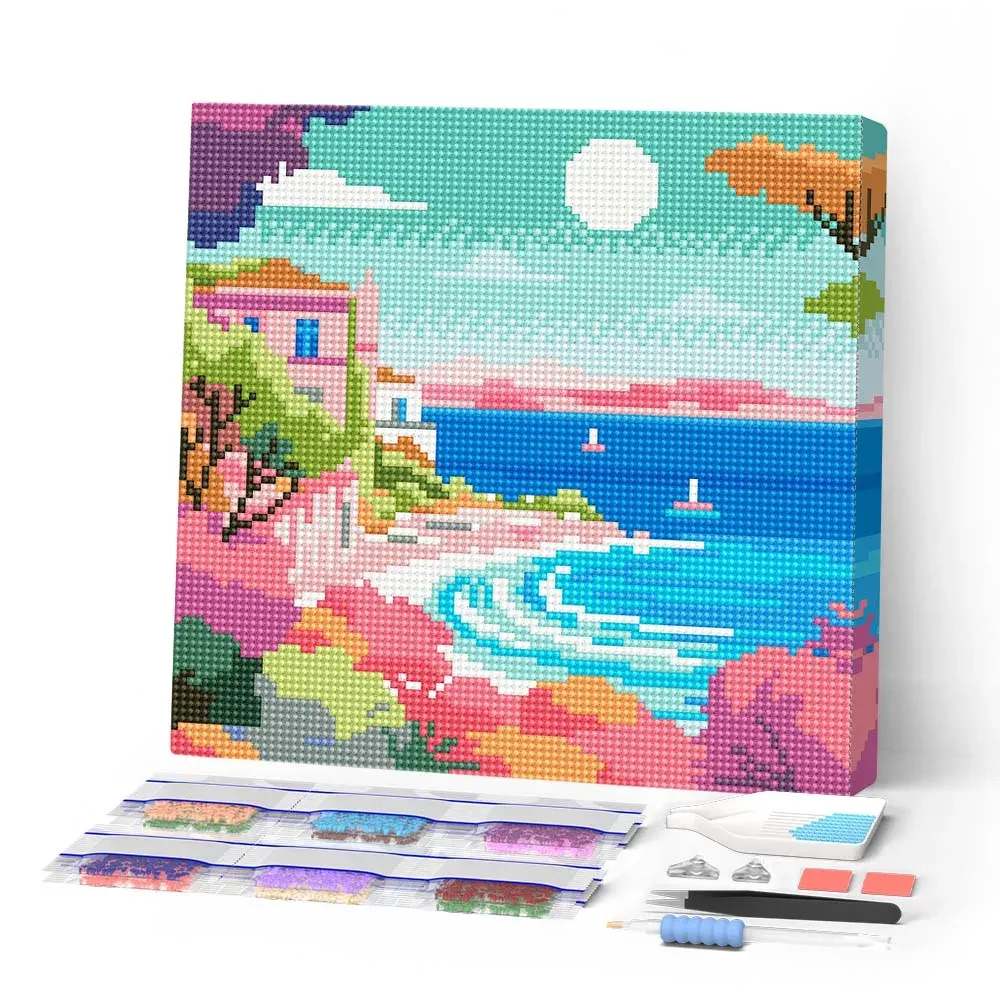 Broderie diamant Riviera Française Colorée