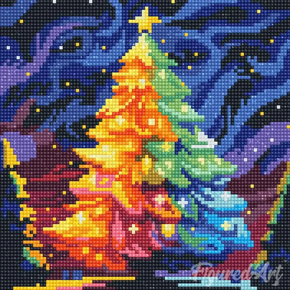 Broderie diamant Sapin de Noël Coloré