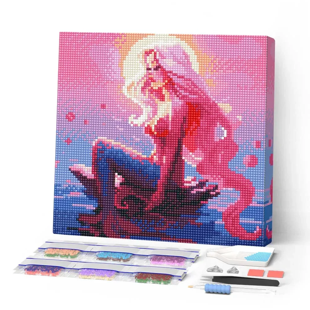 Broderie diamant Sirène Rose - Mini format 25x25 cm