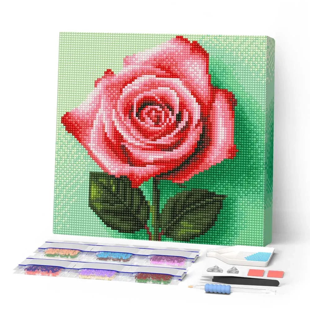 Broderie diamant Superbe Rose - Mini format 25x25 cm