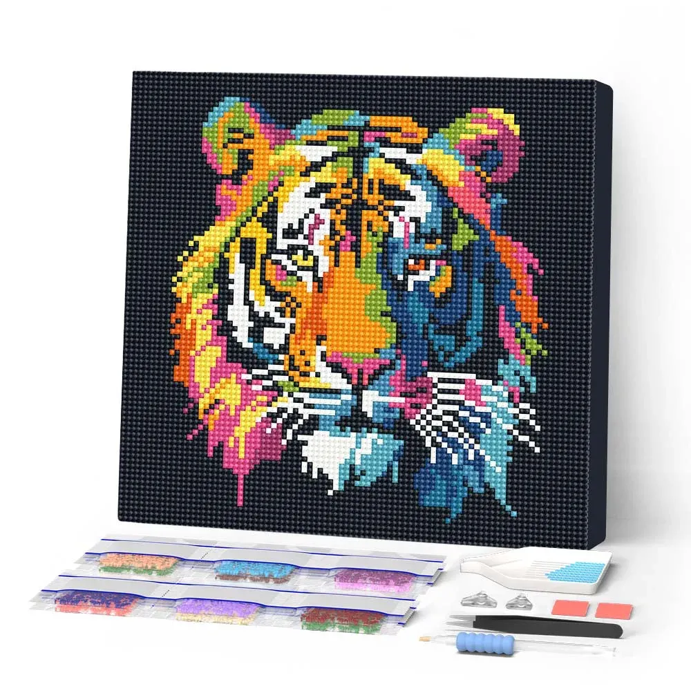 Broderie diamant Tigre Abstrait Pop Art