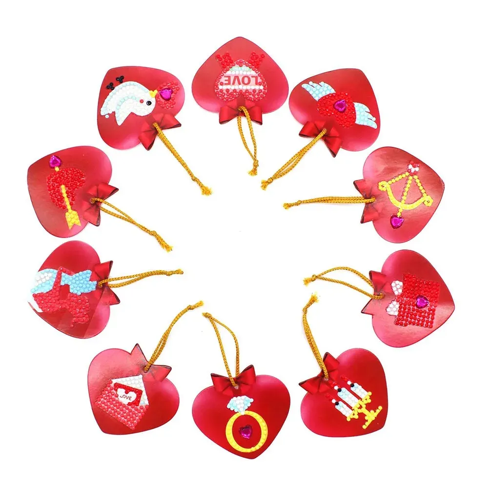 Ornement Sapin de Noël Amour - 10 pendentifs diamond painting