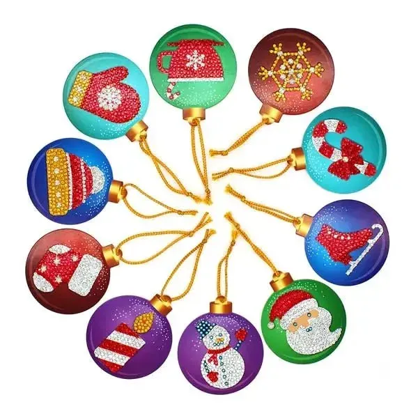 Pendentif Sapin de Noël - Décoration broderie diamant 7x7 cm