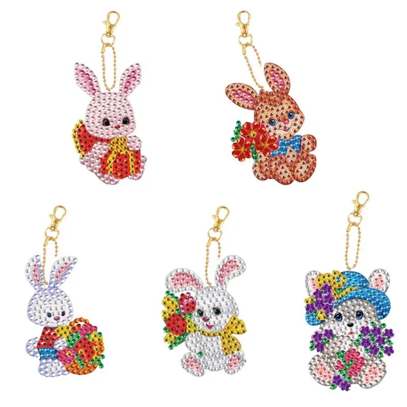 Pendentif Diamond Painting Lapin de Pâques - Kit complet 5D