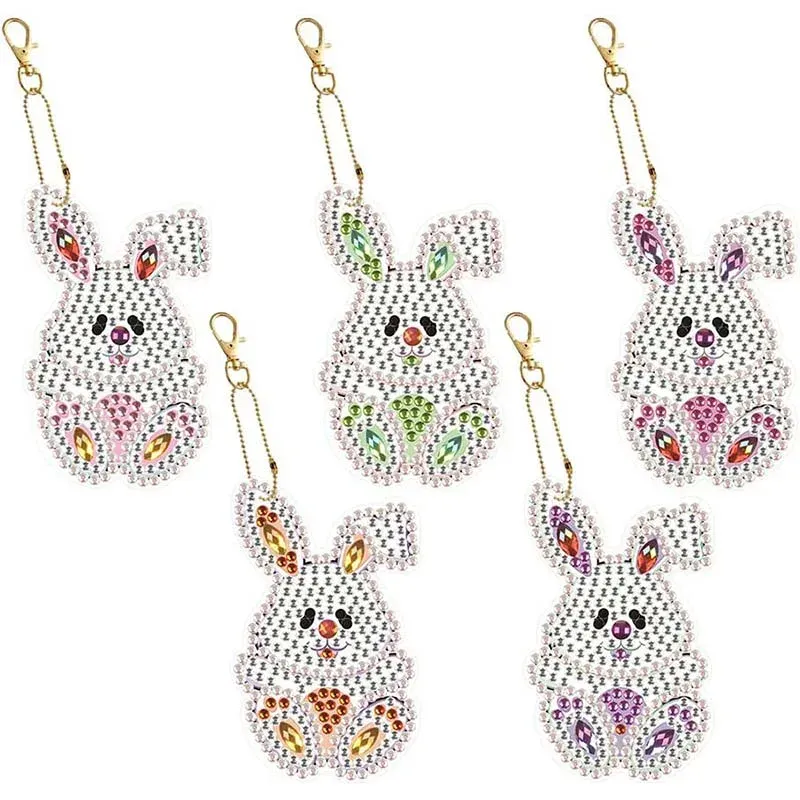 Pendentif broderie diamant 5D - Lapins en diamants résine