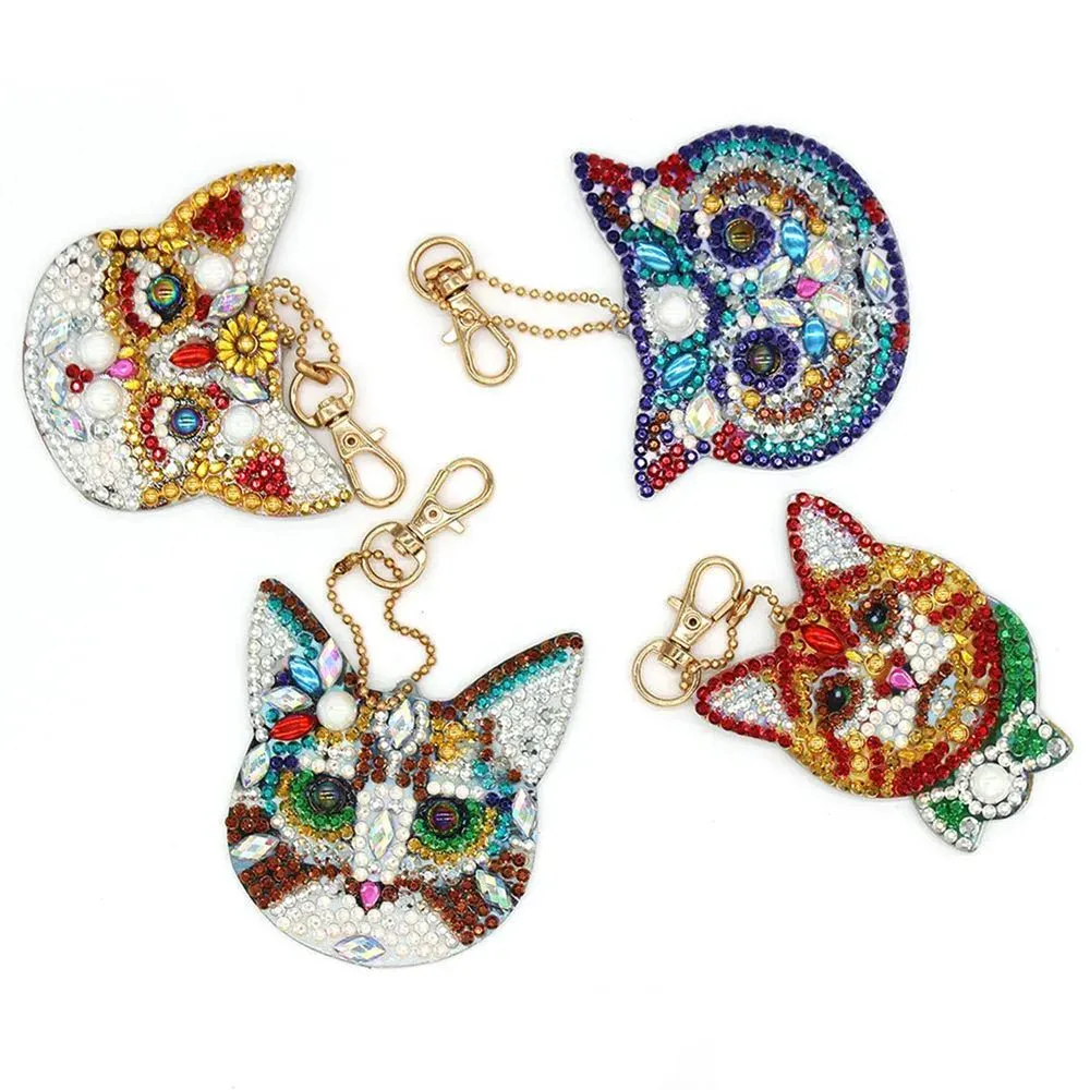 Pendentifs Diamond Painting Chats - Ensemble de 4 pièces élégantes