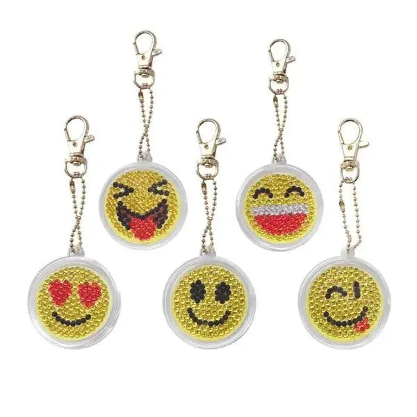 Pendentifs Diamond Painting Smiley - Ensemble de 5 pièces scintillantes